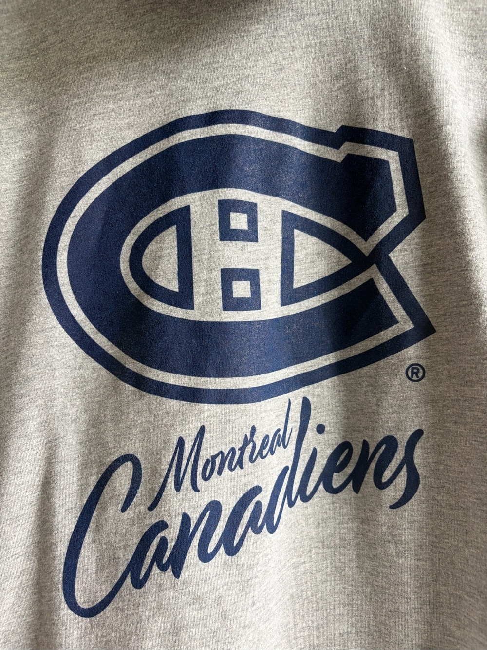 NHL Women’s Asymmetrical Grey Hooded Dress with Navy Canadiens Logo - Picture 3 of 7